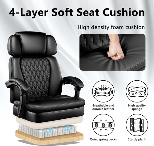 Miniatura 7 de Silla de oficina con reposapiés de 400 libras, silla de oficina de cuero con respaldo alto, silla de oficina ejecutiva ergonómica resistente