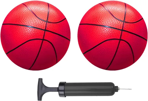 Miniatura 9 de ABAJI Mini pelotas de baloncesto azules, paquete de 2, juego de 12.7 cm con bomba y aguja, material duradero para mini aro, para niños de 3 años