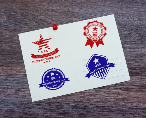 Miniatura 4 de Sellos transparentes de estrella de Estados Unidos para hacer tarjetas, sellos patrióticos de palabras del 4 de julio, sello de bandera