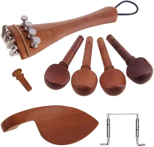 Jiayouy Kit de accesorios de violín 4/4-3/4 con afinador fino de metal, 4 clavijas de afinación, pasador de barbilla, cola de repuesto para