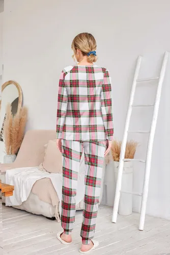 Miniatura 138 de Ekouaer Conjunto de pijama de manga larga para mujer, ropa de dormir suave con cuello redondo y bolsillos