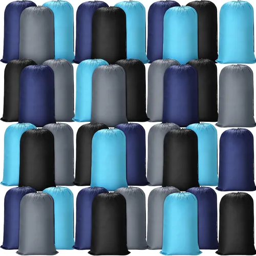 Miniatura 10 de Sanwuta 40 bolsas de lavandería grandes de 38 x 24 pulgadas, bolsas de lavandería de viaje a granel con cierre de cordón, lavables, resistentes