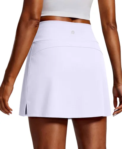 PINSPARK Faldas de golf para mujer, falda de tenis de cintura alta con 2 bolsillos, UPF 50+, falda atlética elástica para entrenamiento de pickleball
