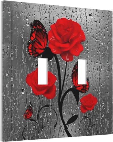 Miniatura 82 de Cubierta de interruptor de luz rosa brillante con purpurina de 1 banda, sin dispositivo, placa de pared en blanco decorativa para adolescentes, Rosa