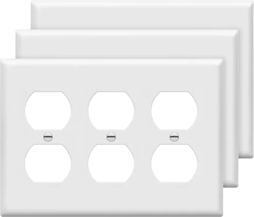 Miniatura 21 de ENERLITES - Placa decorativa de pared para toma de corriente dúplex, acabado brillante, tamaño intermedio, 3 bandas, 4.88 x 6.77 pulgadas, Blanco