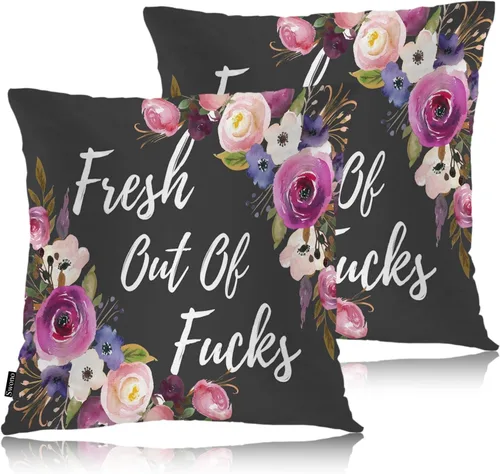 Miniatura 8 de Swono Juego de 2 fundas de almohada de 18 x 18 pulgadas, diseño floral abstracto, fundas de almohada decorativas para interiores y exteriores, sofá