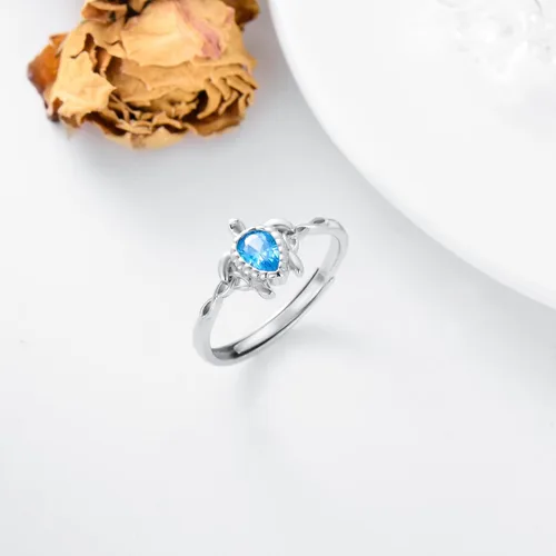 Miniatura 3 de Anillo ajustable de tortuga marina de plata de ley 925 con nudo celta tortuga Rin verano océano playa tortuga joyería para mujer