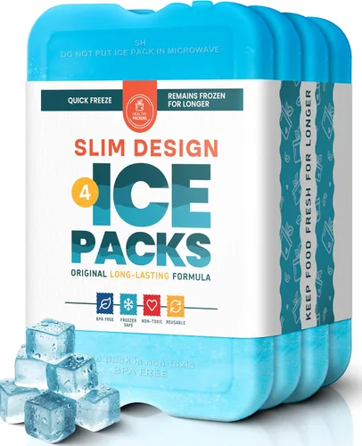 Healthy Packers Ice Packs for Lunch Boxes & Coolers - Freezer Packs - Original Cool Pack | Cooler Accessories for Beach, Camping & Fishing | Slim &