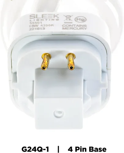 Miniatura 4 de Bombilla de luz CFL espiral T3 de 13 vatios, 4 pines, base G24Q-1, 4200K, 800 lm - Fluorescente compacta - Luz blanca cálida, paquete de 4