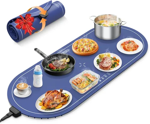 Tapete de calentamiento para alimentos extra grande, 36 x 15 pulgadas, tapete de calentamiento de alimentos para encimeras, fiestas y uso diario con