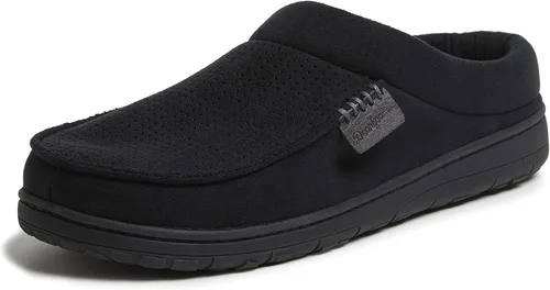 Dearfoams Brendan - Zapatos para el hogar, tipo zueco, de espuma viscoelástica, transpirables, para interiores y exteriores, con horma amplia,