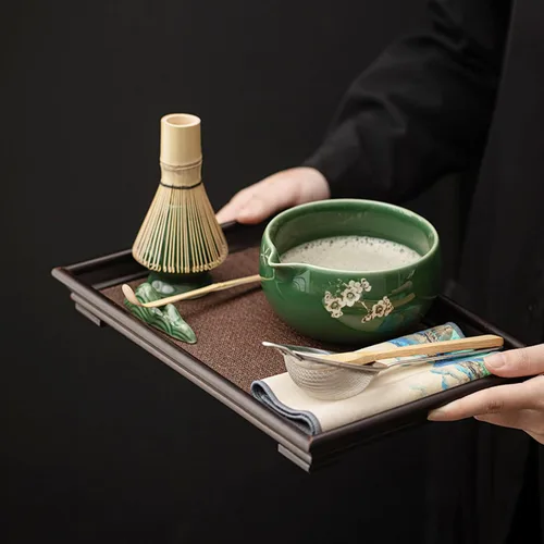 Miniatura 4 de Juego de batidores de matcha, 8 piezas de cerámica con cuenco matcha, batidor y soporte de matcha, cuchara y cuchara de bambú, soporte para cuchara