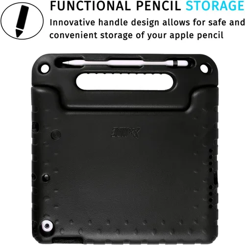 Miniatura 5 de HDE Funda para iPad de 9ª generación de 10.2 pulgadas para niños con protector de pantalla integrado a prueba de golpes con soporte de asa para Negro