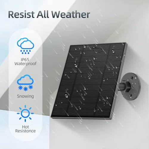 Miniatura 6 de Panel solar de 5 W para cámara de seguridad, panel solar con puerto micro USB y USB-C para cámara de batería recargable de 5 V CC al aire libre