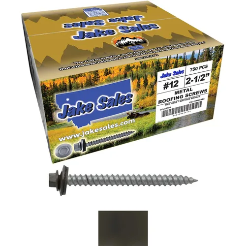 Miniatura 16 de 12 tornillos para techos de metal gris ABC de 2-1/2 pulgadas, cabezal de arandela hexagonal, arranque automático/roscado, arandela EPDM. 1 bolsa