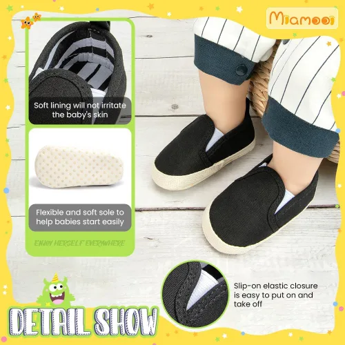 Miniatura 6 de Miamooi Zapatos deportivos para bebés, niños y niñas, suela suave, zapatos de primera caminata, informales, planos, ligeros, para cuna