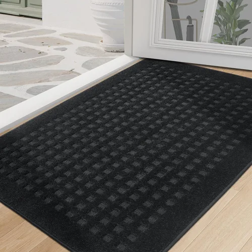 Miniatura 20 de BEQHAUSE Tapetes para puerta de 20 x 32 pulgadas, tapete antideslizante de punto gofre, de perfil bajo, resistente a la suciedad y absorbente, Beige