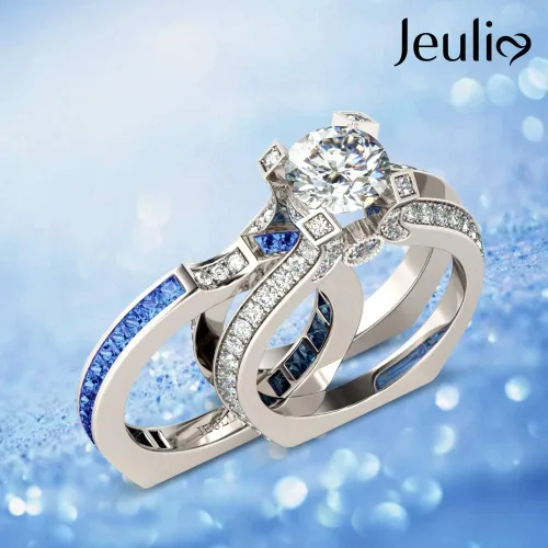 Miniatura 3 de Jeulia - Anillo de plata de ley con circonitas intercambiables para mujer, para boda, compromiso, aniversario
