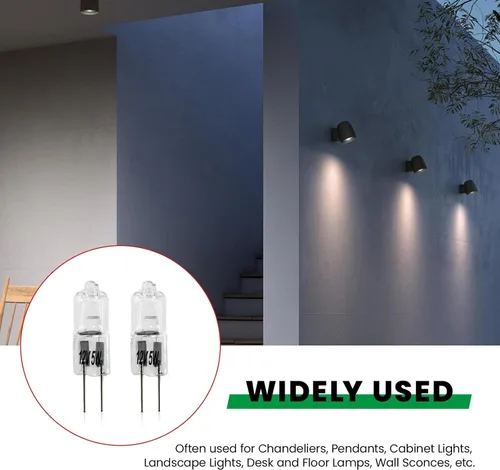 Miniatura 7 de Bombilla halógena G4 de 5 W, 2 pines, 12 V, G4, repuesto para luz de disco debajo del gabinete, candelabros de cocina, lámpara colgante de mesa