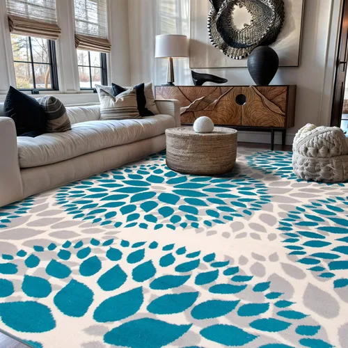 Miniatura 17 de Rugshop Alfombra con diseño moderno de círculos florales amarillos – Elegante, sin desprendimiento, de 2 x 3 pies, para sala de estar, dormitorio
