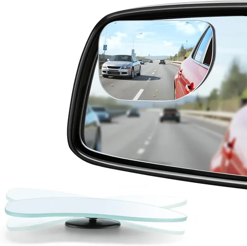 Miniatura 9 de LivTee Espejo de punto ciego para vehículo, con forma de ventilador asimétrico, vidrio HD sin marco, espejo retrovisor convexo con gran ángulo