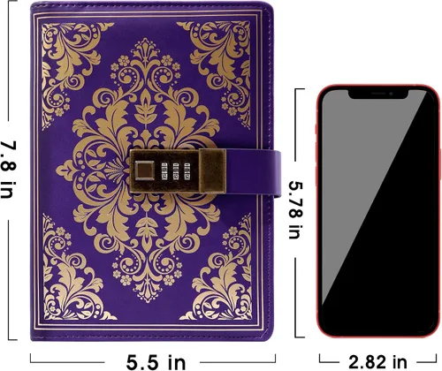 Miniatura 4 de Diario con cerradura CAGIE para mujeres, diario vintage recargable con cerradura de 224 páginas, diario de cuero con cerradura para secretos
