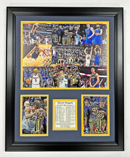 Denver Nuggets | Campeones de la NBA 2022-2023 | Collage de fotos enmarcadas | 2 tamaños y estilos | (Mosaico, 18 x 22 pulgadas)