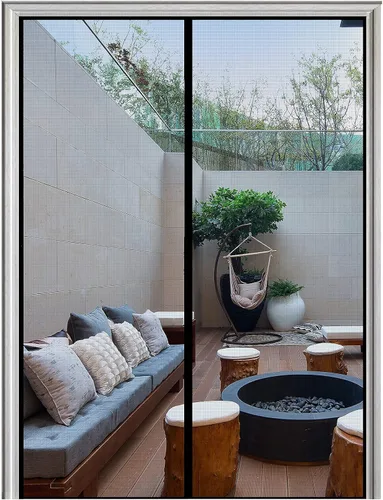 Mosquitero magnético de fibra de vidrio para puerta, nueva versión con mejores imanes, parte superior reforzada que no se rasga y duradero lienzo de