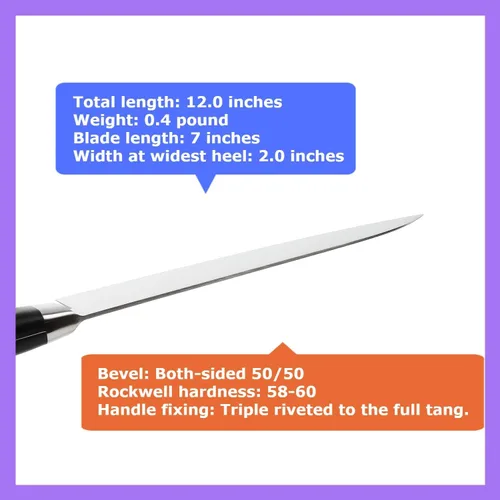 Miniatura 6 de Cuchillo de chef japonés multiusos INOX AUS-8A acero inoxidable mango de madera de Pakkawood negro, Santoku 7 pulgadas (7.087 in)