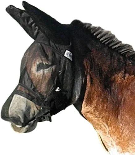 Cashel Quiet Ride Mule - Máscara para mosca, nariz larga y orejas, negro, caballo mula