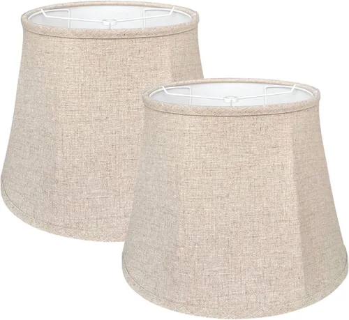 Miniatura 13 de Juego de dos pantallas Tootoo Star blancas para lámpara, juego de pantallas de tela de barril grandes para lámpara de pie y de mesa, 10 x 14 x 10