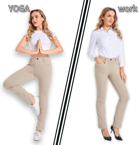 Miniatura 3 de HARTPOR Women's Yoga Dress Pants Stretchy for Work Office Slacks for Business Casual Pants PetiteRegular with Pockets