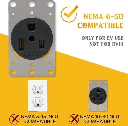 Miniatura 4 de Kanayu Adaptador de cargador EV compatible con NEMA 6-50P a 14-50R 50 Amp 3 clavijas enchufe de soldador a conector de carga de 4 clavijas