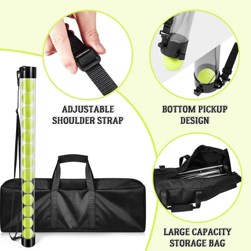 Miniatura 4 de Deekin Carrito de pelota portátil y recogida de pelotas de tenis, cesta de tenis con ruedas con bolsa de almacenamiento, recogedor de pelota