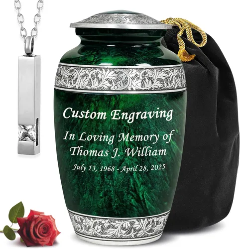 Miniatura 18 de Personalized Custom American Eagle Urn Set of 6 - Hand-Engraved Black Eagle Urns for Human Ashes Adult Female & Male, Includes 1 Large Adult Urn