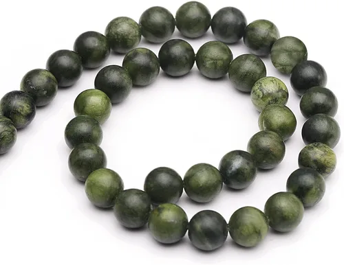 Miniatura 4 de Youngbling Cuentas de jade natural para hacer joyería, cuentas de jade verde pulido de 8 mm redondas y lisas, piedra auténtica para pulseras