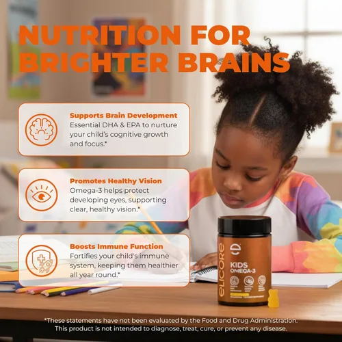 Miniatura 2 de Gomitas Omega 3 prémium para niños, aceite de pescado con sabor a naranja para niños, gomitas Omega 3 para niños, sin eructos de pescado, apoyo