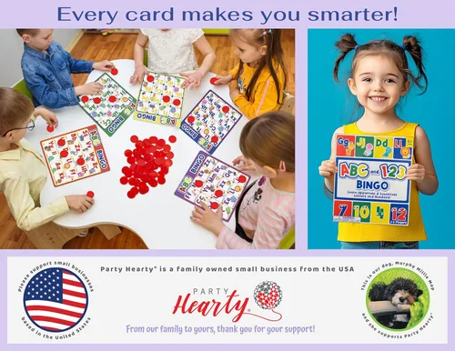 Miniatura 6 de Party Hearty Juego de mesa de bingo del alfabeto y número, ABC y 123 para niños de jardín de infantes y preescolares que aprenden a leer, 2 Edición