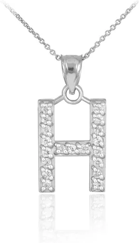Miniatura 42 de Claddagh Gold . Collar con colgante de letra inicial de plata de ley 925 con circonita cúbica - Elección de tamaños