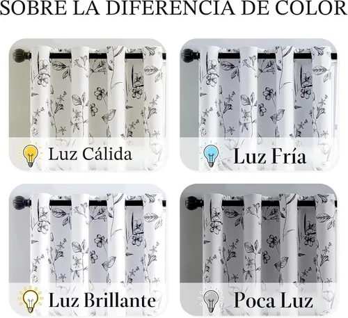 Miniatura 8 de ChrisDowa Cortinas florales 100% opacas de 63 pulgadas de largo, 2 paneles para dormitorio, sala de estar, estampado de flores negras