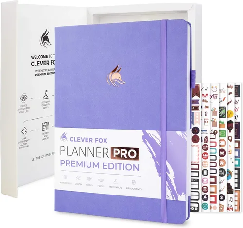 Miniatura 20 de Clever Fox Planner Pro Premium - Lujosa agenda semanal y mensual con organizador de presupuesto para productividad y objetivos, sin fecha, A4