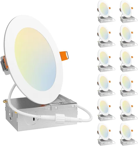 Miniatura 11 de Amico Paquete de 12 luces LED empotrables ultrafinas de 3 pulgadas 5CCT con caja de conexiones, 2700K/3000K/3500K/4000K/5000K seleccionable, 7W Eqv