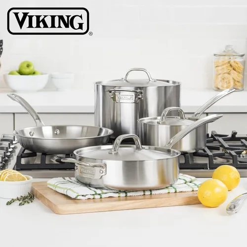 Miniatura 6 de Viking Culinary Professional - Sartén de acero inoxidable de 5 capas, 3.4 cuartos de galón, plata (4015-1034CS)