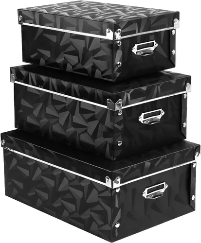 Miniatura 8 de XUCHUN Cajas de almacenamiento plegables de plástico con tapas, organizador decorativo para ropa, zapatos, oficina y recuerdos, diseño de anidación