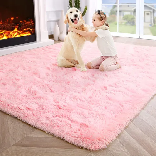 Miniatura 101 de Noahas - Alfombra suave y afelpada para habitación de niña y sala de estar, colorida, decoración para guardería, teñido anudado arcoíris, azul