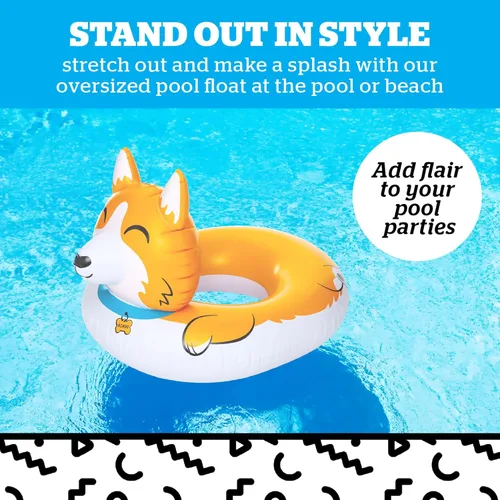 Miniatura 2 de Flotador gigante de Corgi para piscina, gran animal inflable para montar en la piscina, tumbona para fiesta en la piscina para diversión de verano