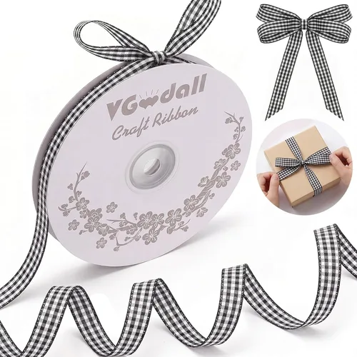 Miniatura 8 de VGoodall Cinta de Gingham Gris Oscuro, 3/8 x 50 yardas, Cinta de Picnic para Manualidades, Cintas Gris Oscuro para Accesorios de Cabello, Artesanías