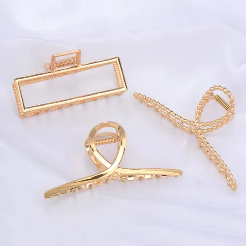 Miniatura 7 de Parcce Paquete de 4 Pinzas Grandes de Metal para Cabello de Rizado Fino a Grueso, Pinzas Grandes de Color Dorado Antideslizantes de 4.3 Pulgadas