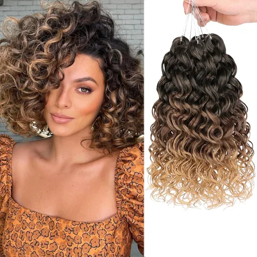Miniatura 9 de Unionbeauty - Paquete de 8 mechones rizados con ganchillo GoGo, rizos de agua para mujer negra, rizos de playa, extensiones de cabello rizado 1b#