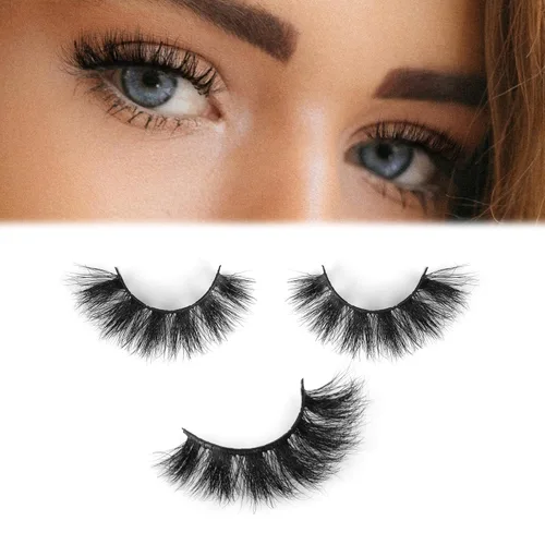Miniatura 7 de Pestañas de visón de 0.630 in, 3 pares de pestañas cortas de visón real, aspecto natural, pestañas postizas 100% hechas a mano, aspecto de ojos